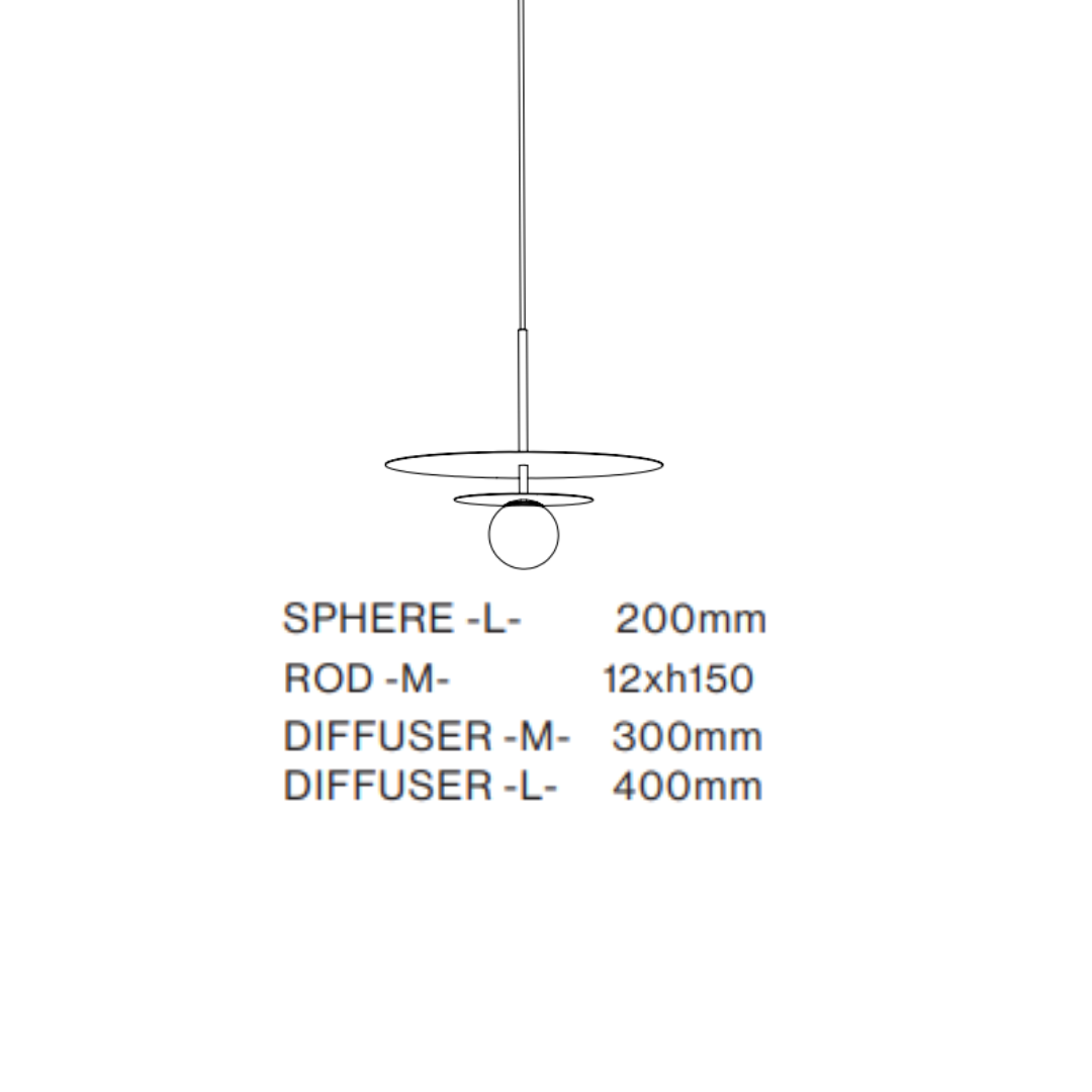 TossB - Celeste Sphere L Geborsteld Messing Hanglamp