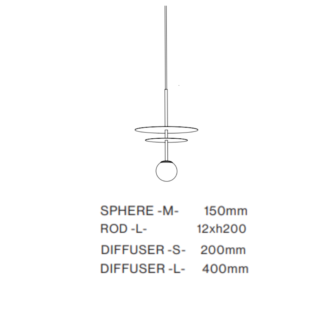 TossB - Celeste Sphere M Geborsteld Messing Hanglamp