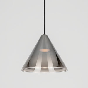 Cini & Nils - Cordina Conico Vetro Cromo-Tabacco Hanglamp