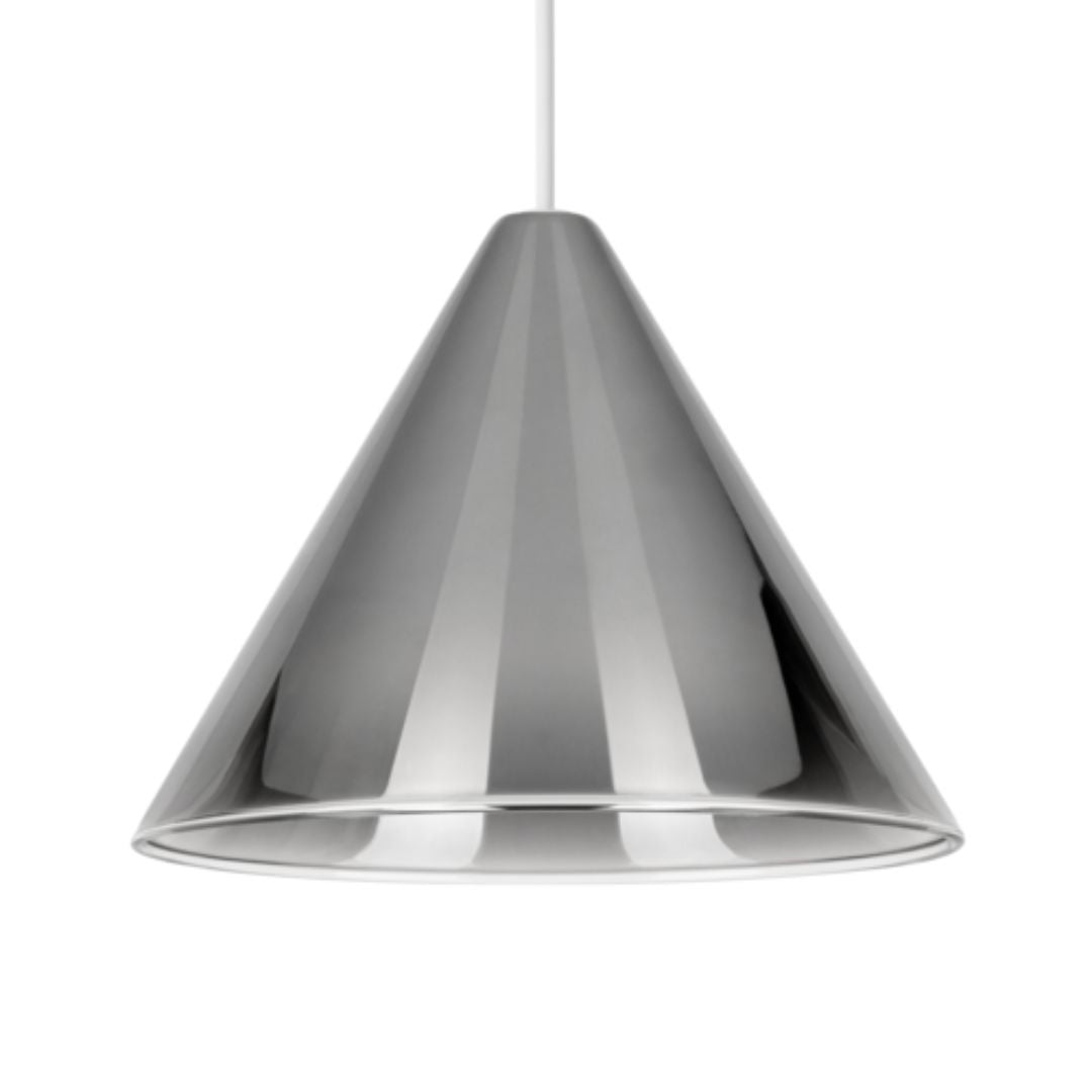 Cini & Nils - Cordina Conico Vetro Cromo-Tabacco Hanglamp