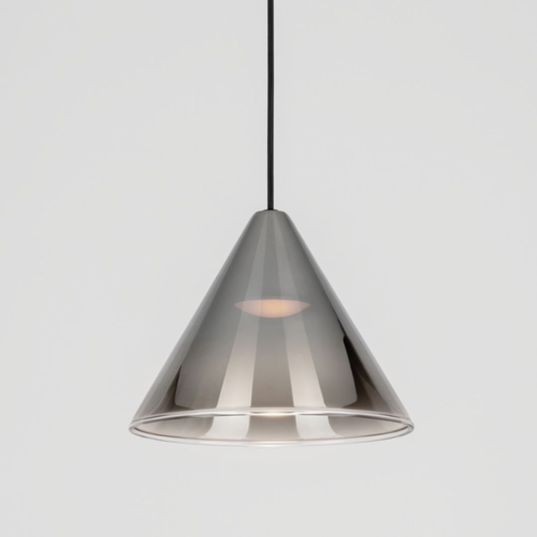 Cini & Nils - Cordina Conico Vetro Cromo-Tabacco Hanglamp