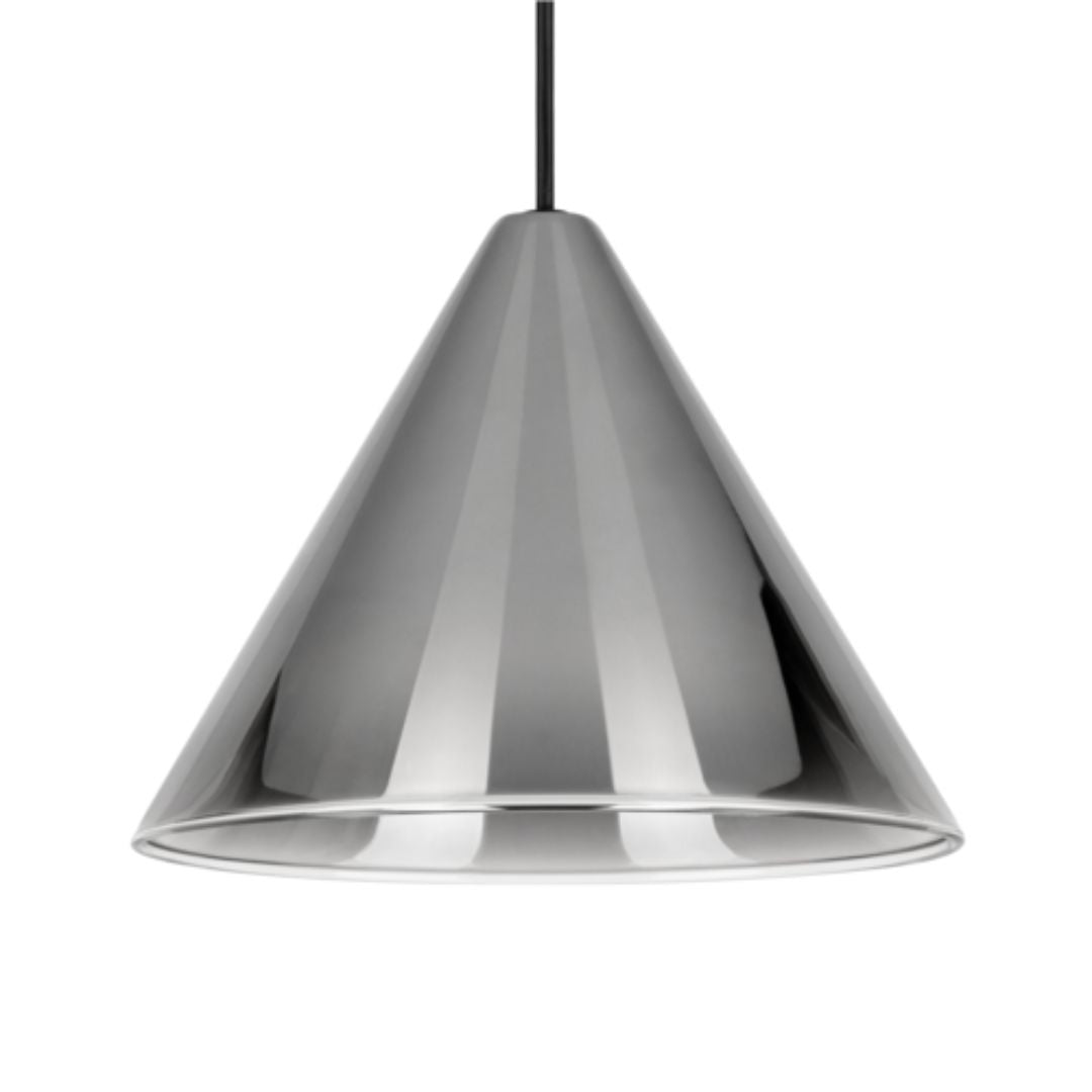 Cini & Nils - Cordina Conico Vetro Cromo-Tabacco Hanglamp