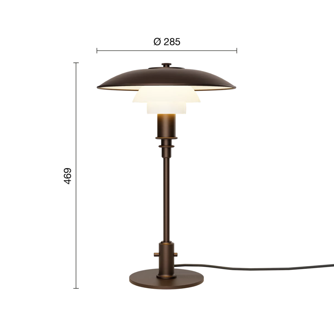 Louis Poulsen - PH 3/2 Verouderd messing Opal Glas Tafellamp