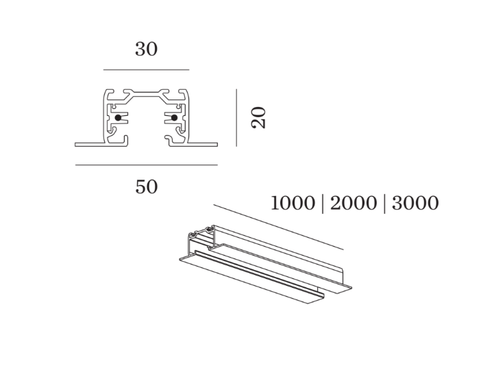 Wever & Ducre - 1-Phase Track Profile Rec W 1m - KOOT