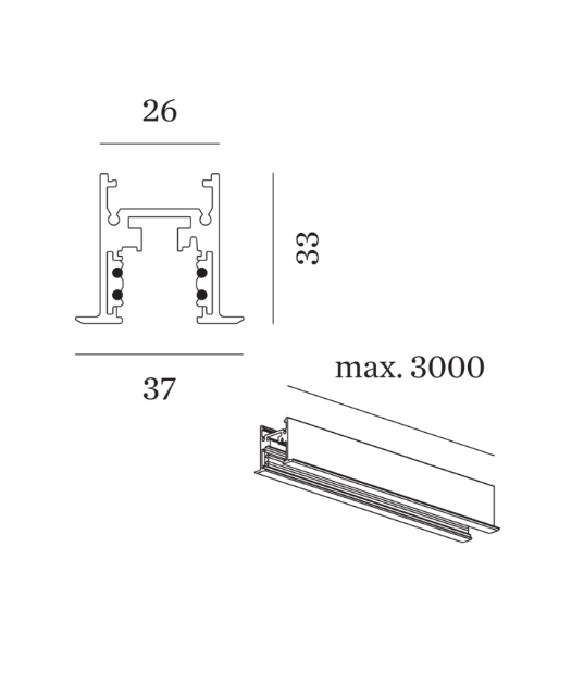 Wever & Ducre - Strex Track Profile Rec 2001..3000mm - KOOT