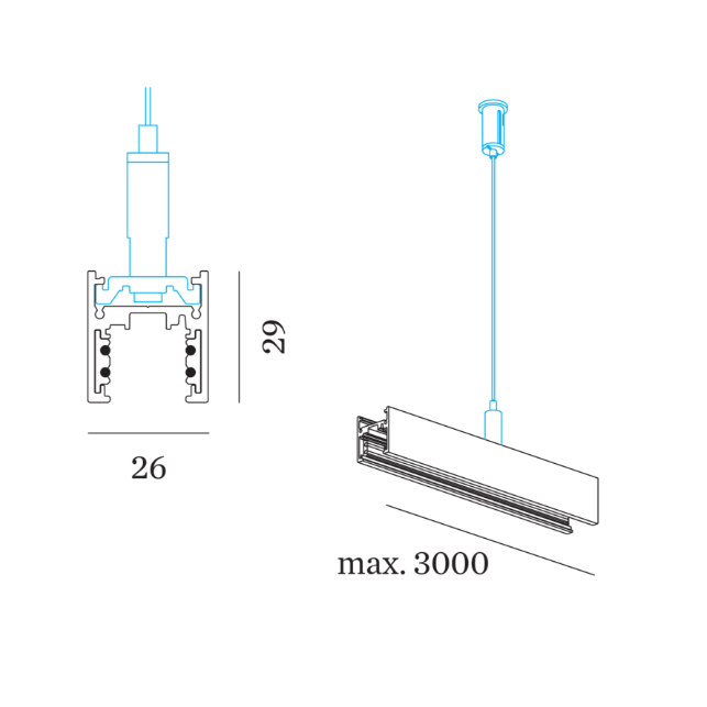 Wever & Ducre - Strex Track Profile Susp Indirect Light 3000K 2001..3000mm - KOOT