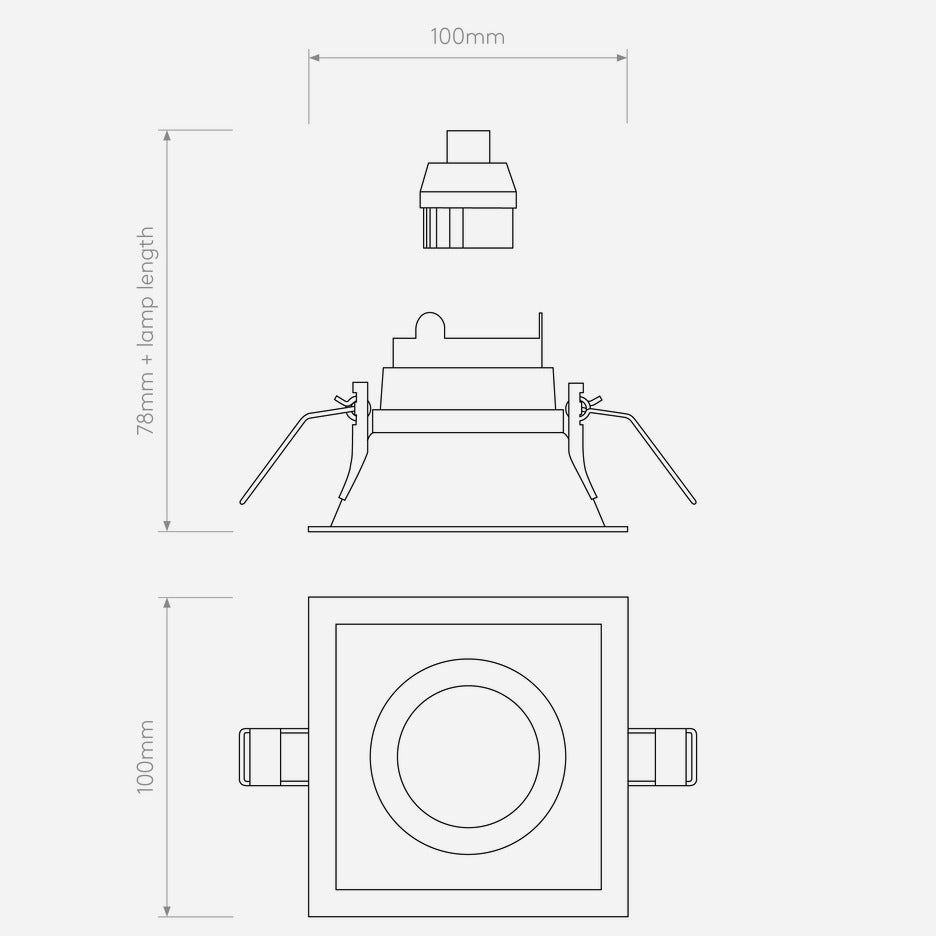 Astro - Minima Slimline Square Fixed Fire-Rated IP65 mat zwart spot / plafondlamp - KOOT