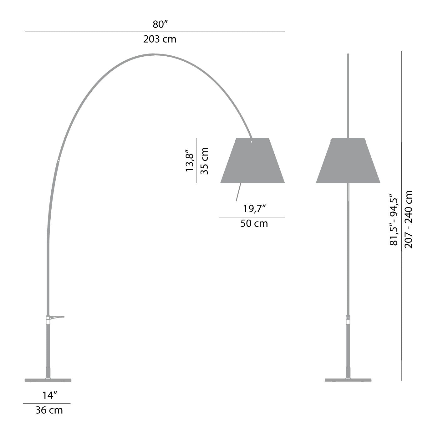 Luceplan - Lady Costanza met aanuit schakelaar vloerlamp aluminium/rood - KOOT