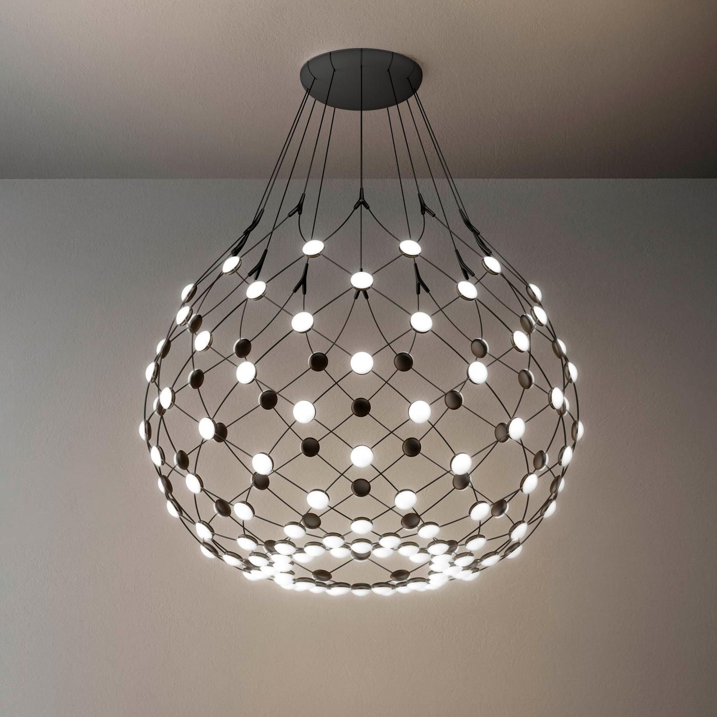 Luceplan - Mesh D86 Ø100cm LED met 3 meter snoer hanglamp zwart - KOOT