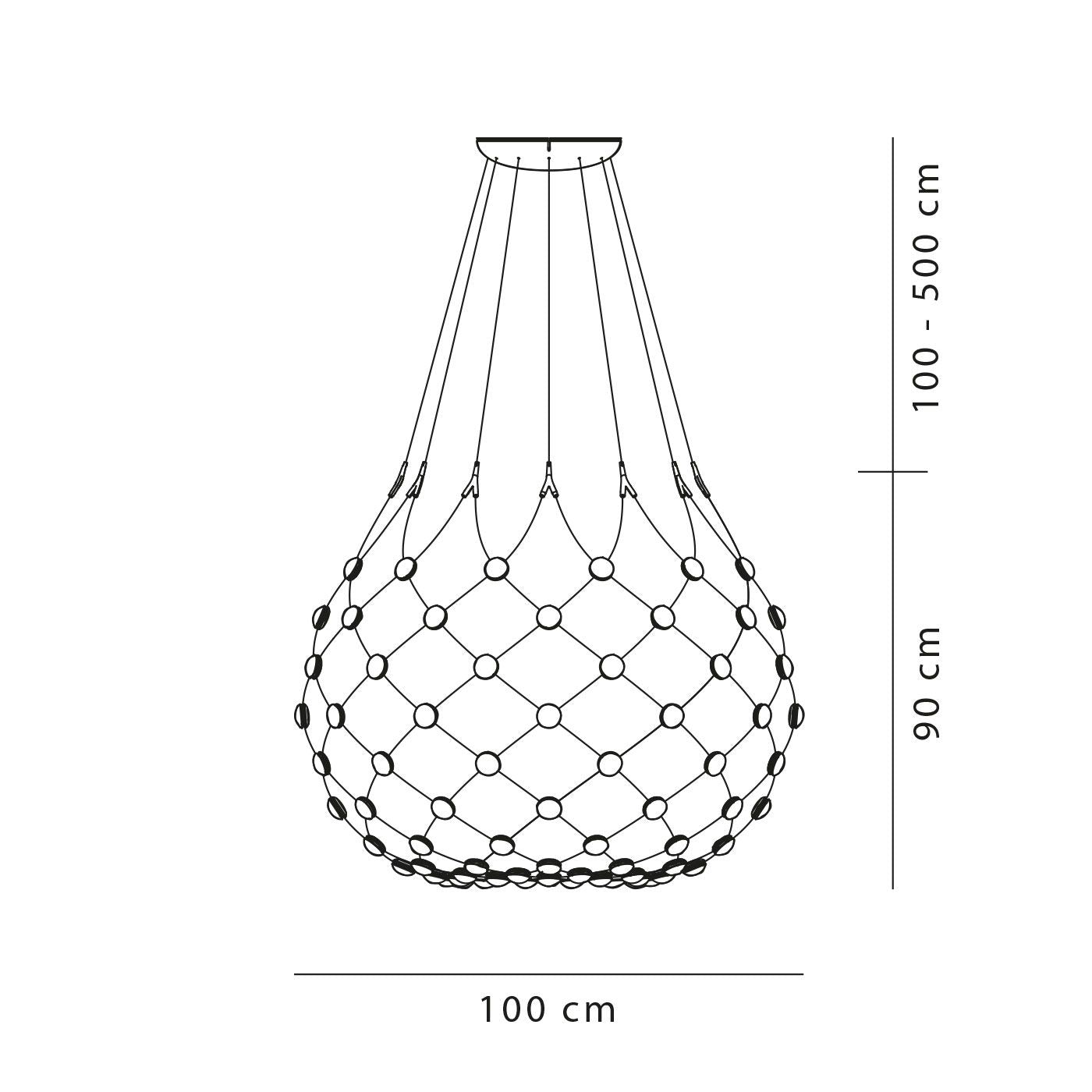 Luceplan - Mesh D86 Ø100cm LED met 3 meter snoer hanglamp zwart - KOOT
