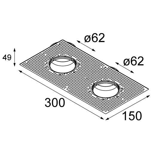 Modular - Gypkit trimless 300x150 - 2x Ø62 - KOOT
