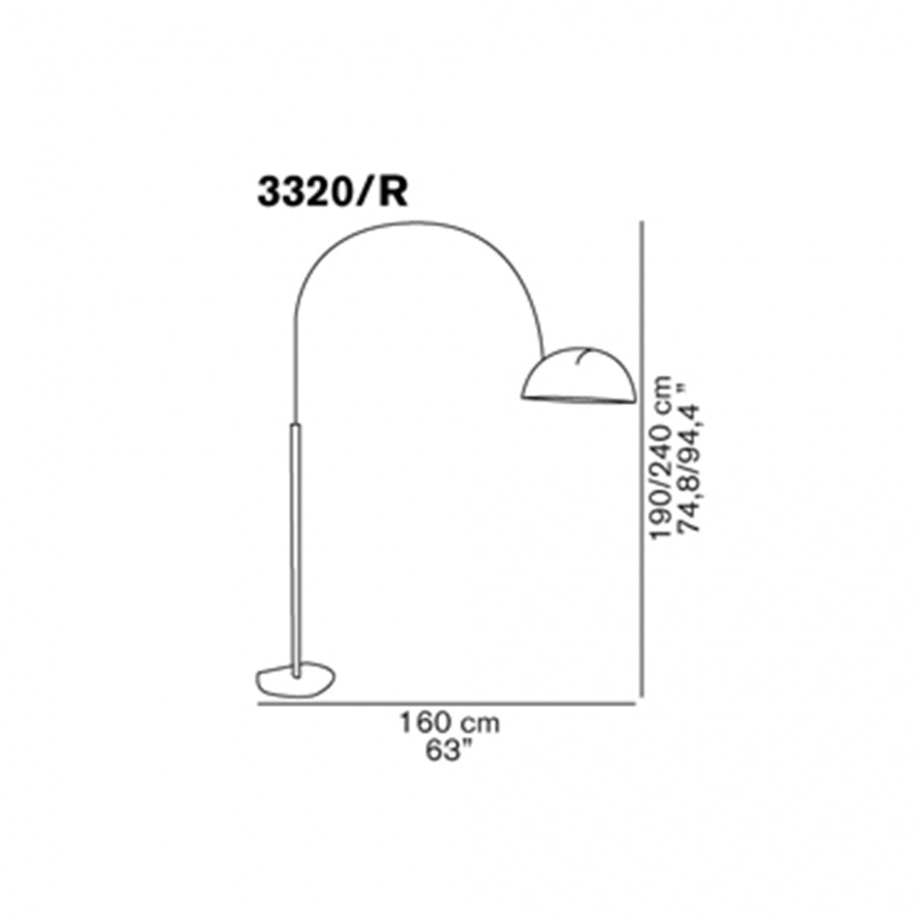 Oluce - Coupé met boog vloerlamp - KOOT