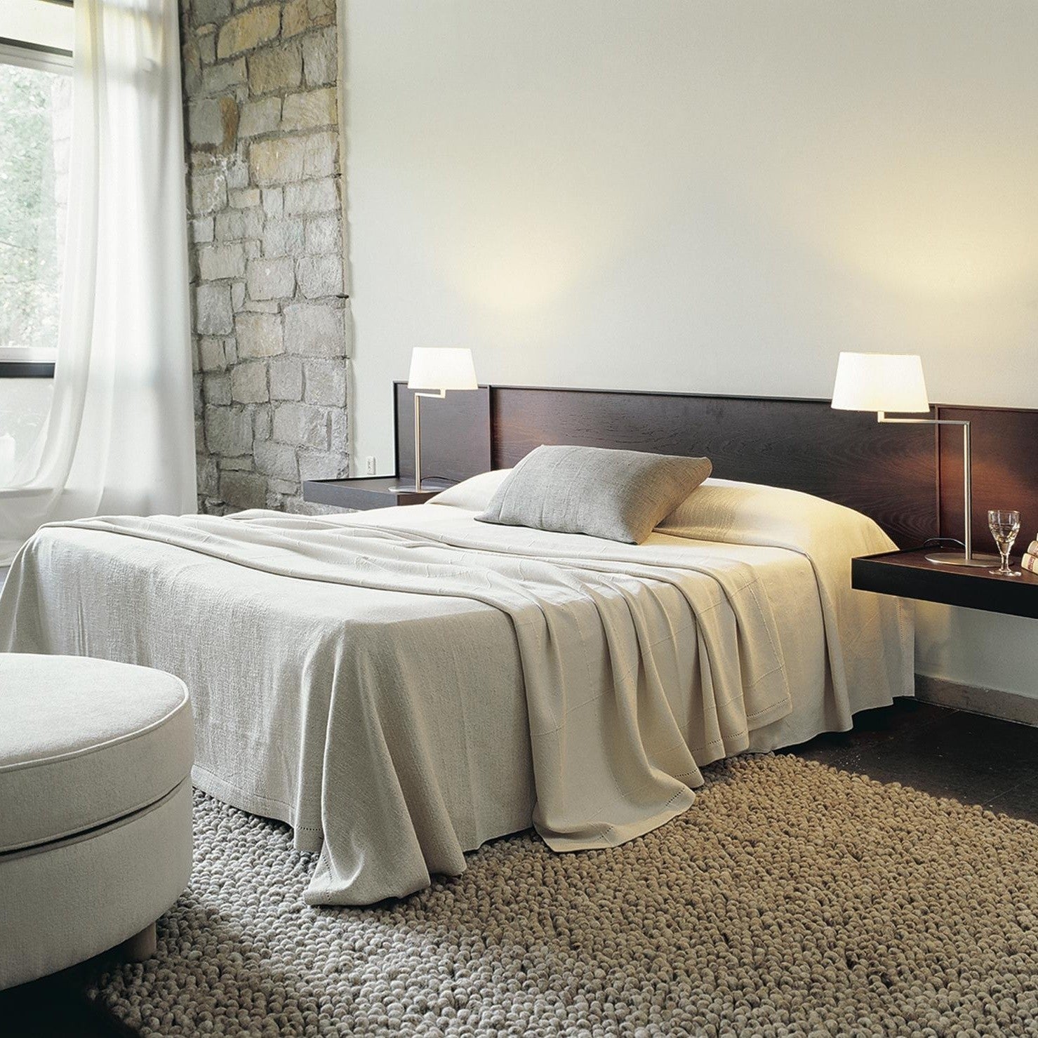 Santa Cole - Americana tafellamp Wit / Satijn Nikkel - KOOT