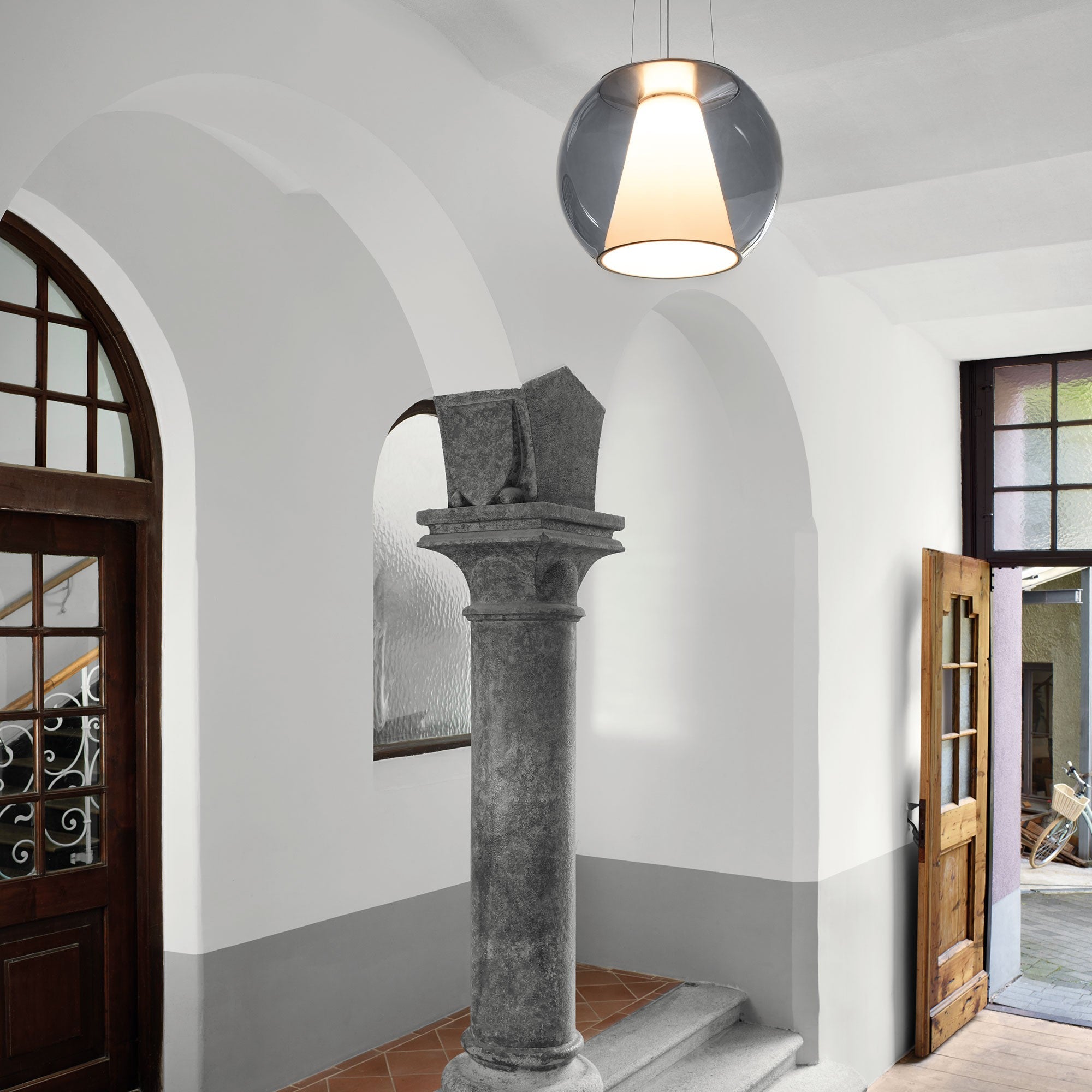 Serien - DRAFT Ceiling M with reflector plafondlamp glas blauw - KOOT