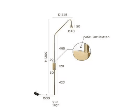 Trizo21 - Austere Push Plug EU Messing Wandlamp - KOOT