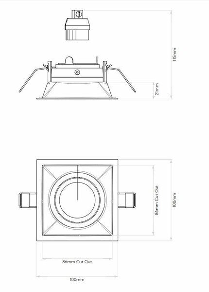 Astro - Minima Slimline Square Adjustable Fire-Rated inbouwplafondlamp - KOOT