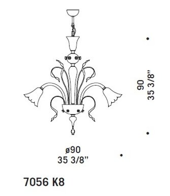 De Majo - 7056 K8 Kroonluchter mat zilver - KOOT