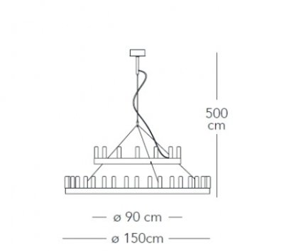 FontanaArte - Chandelier XXL geverfd metaal Hanglamp zwart wit - KOOT