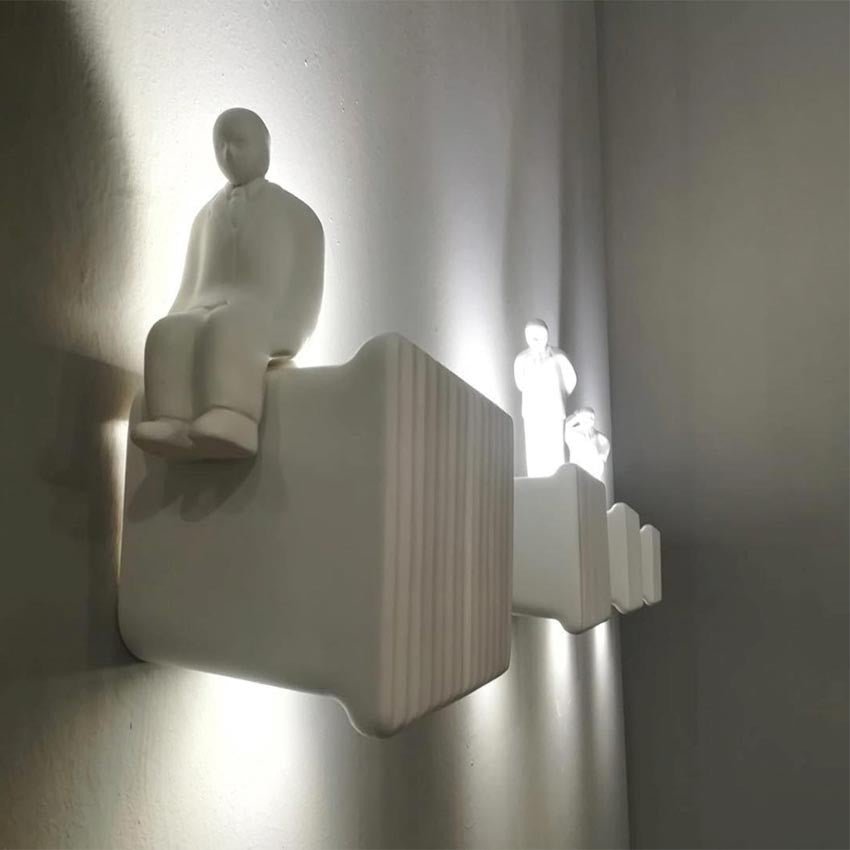 Karman - Umarell Met Kleine Man Wandlamp Mat Wit - KOOT