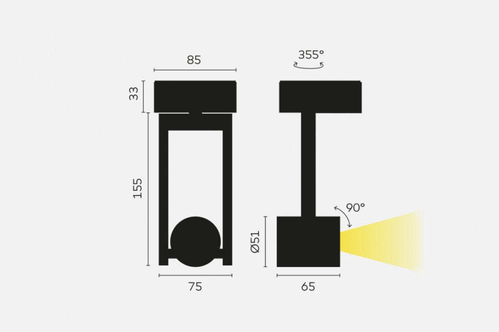 Kreon - Diapason 80 surface mounted, led Spot (20°) - KOOT