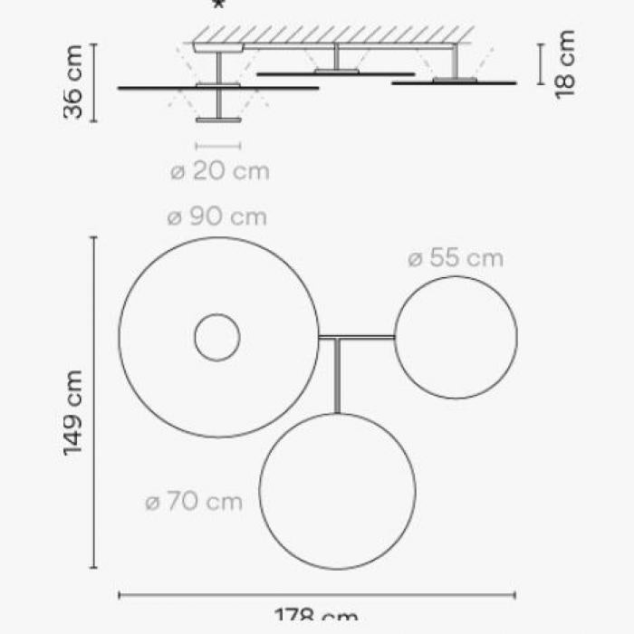 Vibia - Flat ø90-70-50mm plafondlamp - KOOT