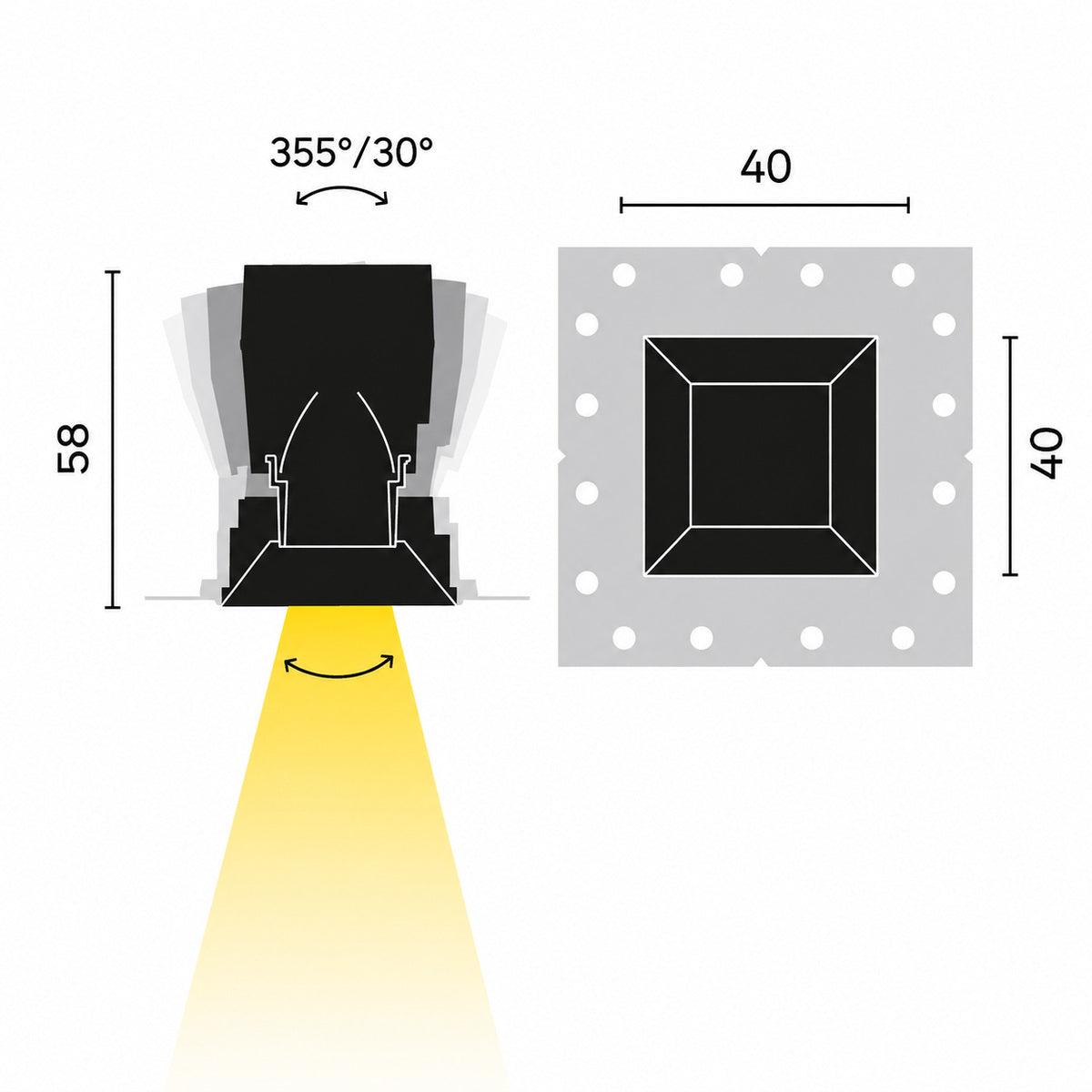 Kreon - Down in-line 40 directional square Spot (10°)