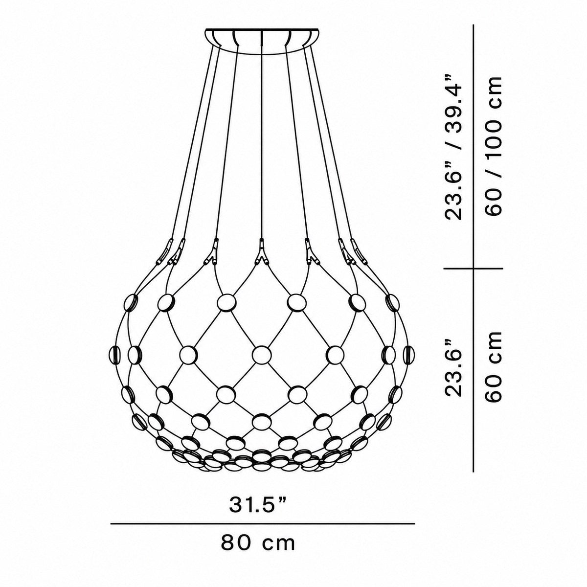 Luceplan - Mesh D86 Ø80cm LED met 2 meter snoer hanglamp