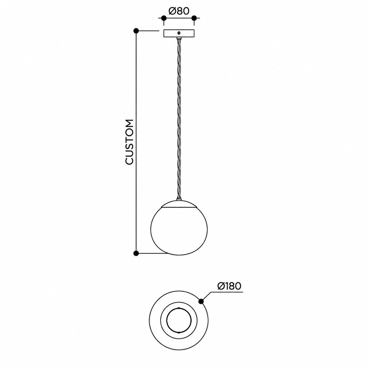 Contain - Salty Ball Transparant Glas ø180 Gouden kabel Hanglamp