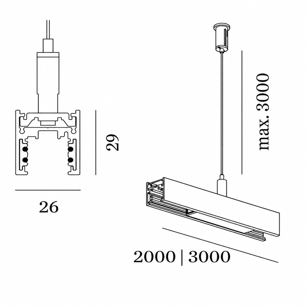 Wever & Ducre - Strex Track Profile Susp Indirect Light 3000K 2m