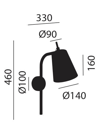 Artinox - Halm Wandlamp glanzend zwart - KOOT
