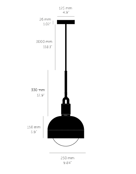 Buster and Punch - Forked Shade Globe Medium Hanglamp gerookt - KOOT