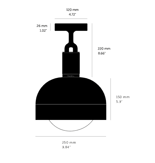 Buster and Punch - Forked Shade Globe Medium Plafondlamp gerookt - KOOT