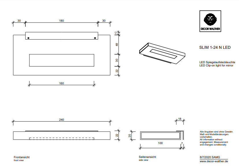 Decor Walther - Slim 1-24 N LED Wandlamp - KOOT