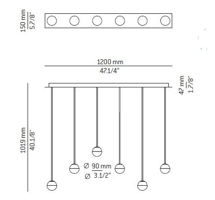 Estiluz - Alfi L120S.6 Hanglamp/Plafondlamp - KOOT