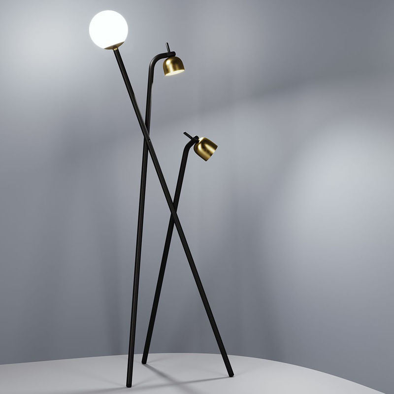 FontanaArte - Tripod Medium LED Zwart / Messing Vloerlamp - KOOT