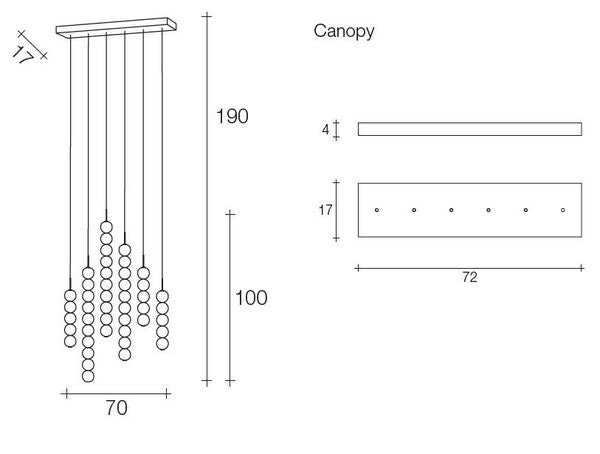 Terzani - Abacus 3x5 - 3x10 spheres klein linear DALI Hanglamp - KOOT